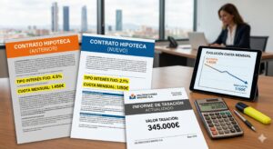 Tasación para subrogación hipoteca cambio banco ahorro intereses documentos